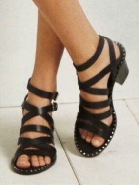 Ash Puket Leather Block Heel Gladiator Sandals Vacation Summer Minimalist 10